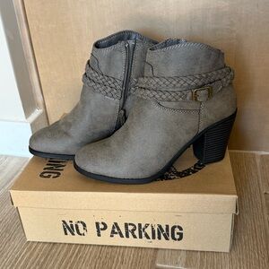 No Parking Grey Heeled Ankle Boots